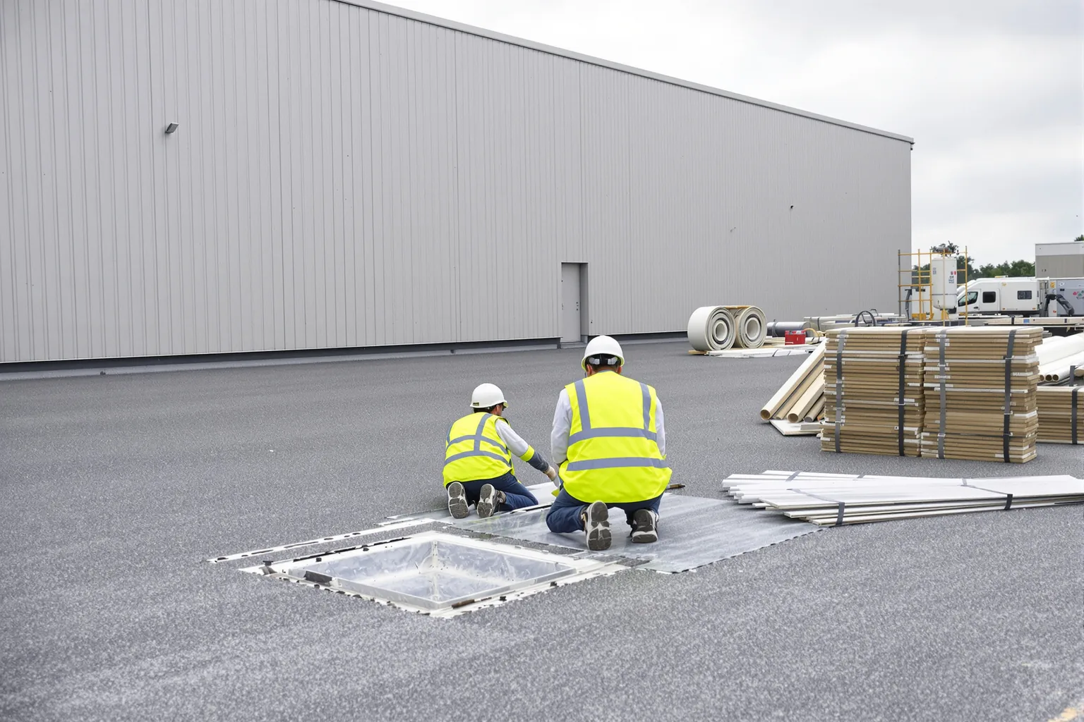 Noodoverloop plat dak: bedrijfshal veilig afwateren - DMA Steeldeck