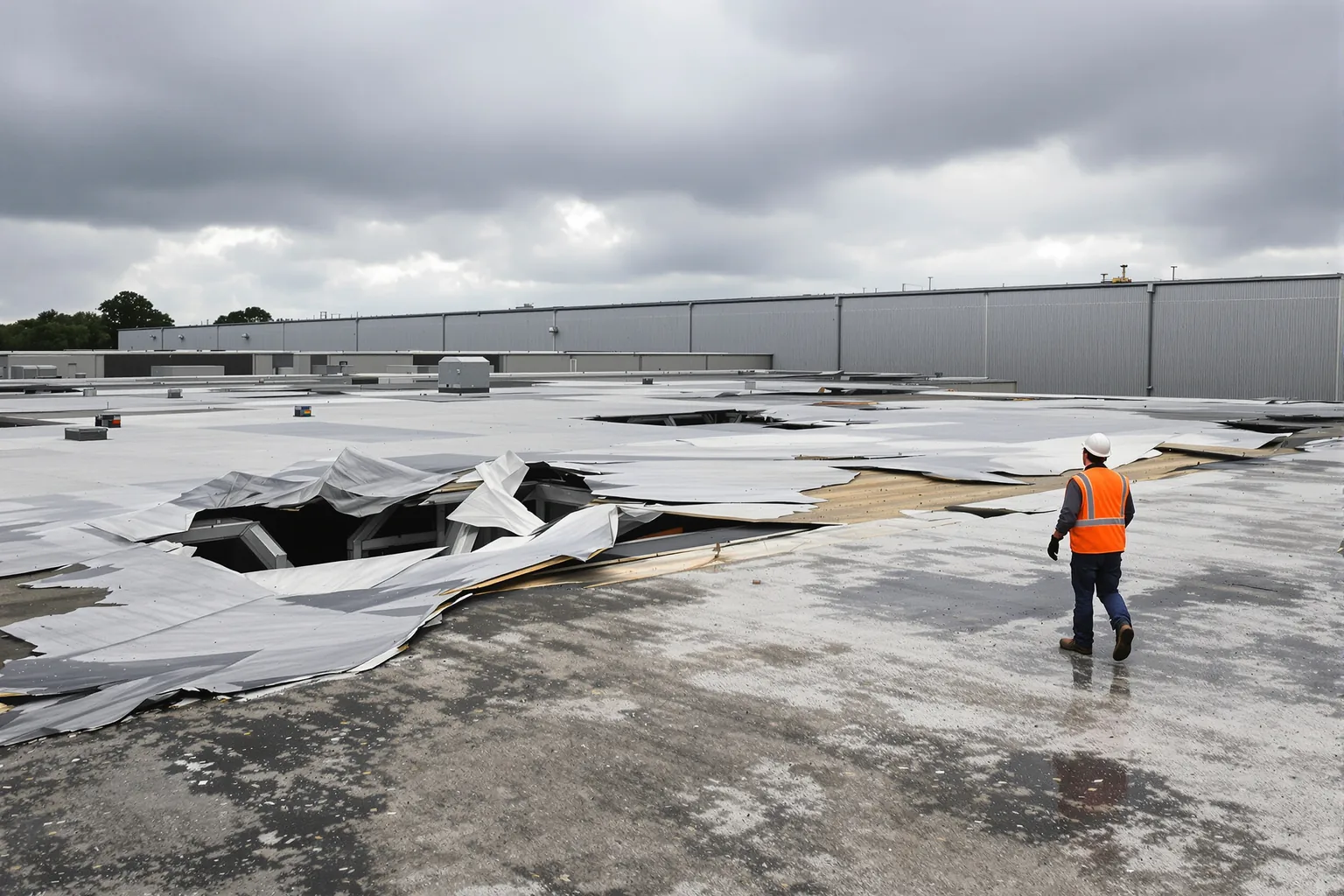 Schade door storm op industrieel dak aanpakken - DMA Steeldeck