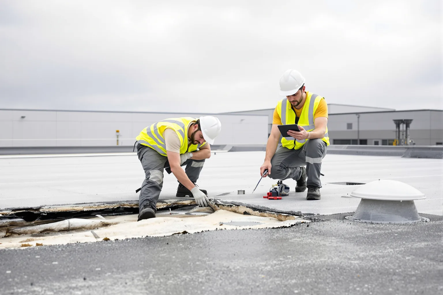 Lekkage opsporen op industrieel dak - DMA Steeldeck